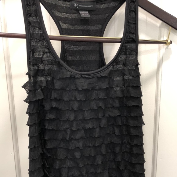 INC black ruffle racer back tank - Picture 2 of 4